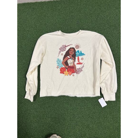 Disney Moana 2 Sweatshirt Girls XLarge (14) Crewneck Floral Graphic Long Sleeve - Picture 1 of 6